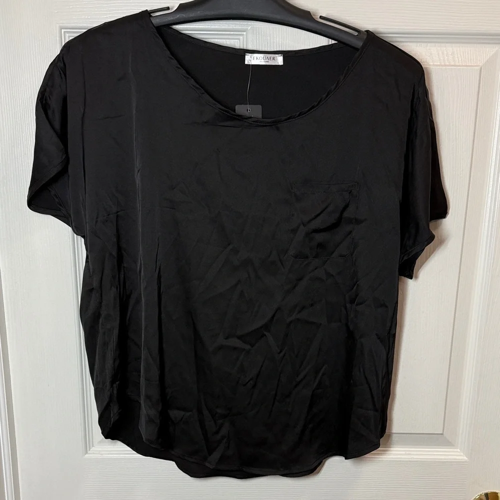 Ekouaer Black Satin Pajama Set - Picture 4 of 11